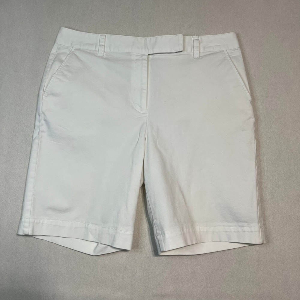 Talbots Stretch White Bermuda Shorts Cotton Blend Stretch Casual -‎ Size 12 - Picture 2 of 9